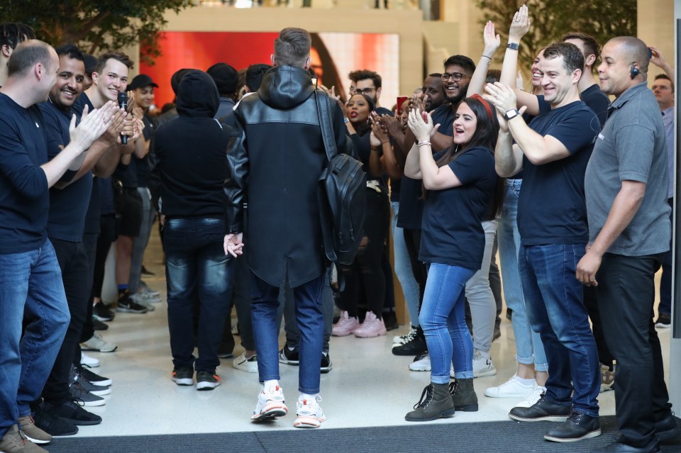 Customers were applauded when they walked into London’s Regent Street Apple store this morning