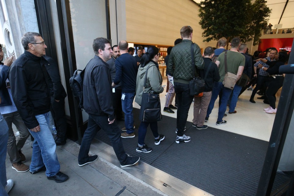 The Regent Street customers were queuing to collect their pre-ordered phones