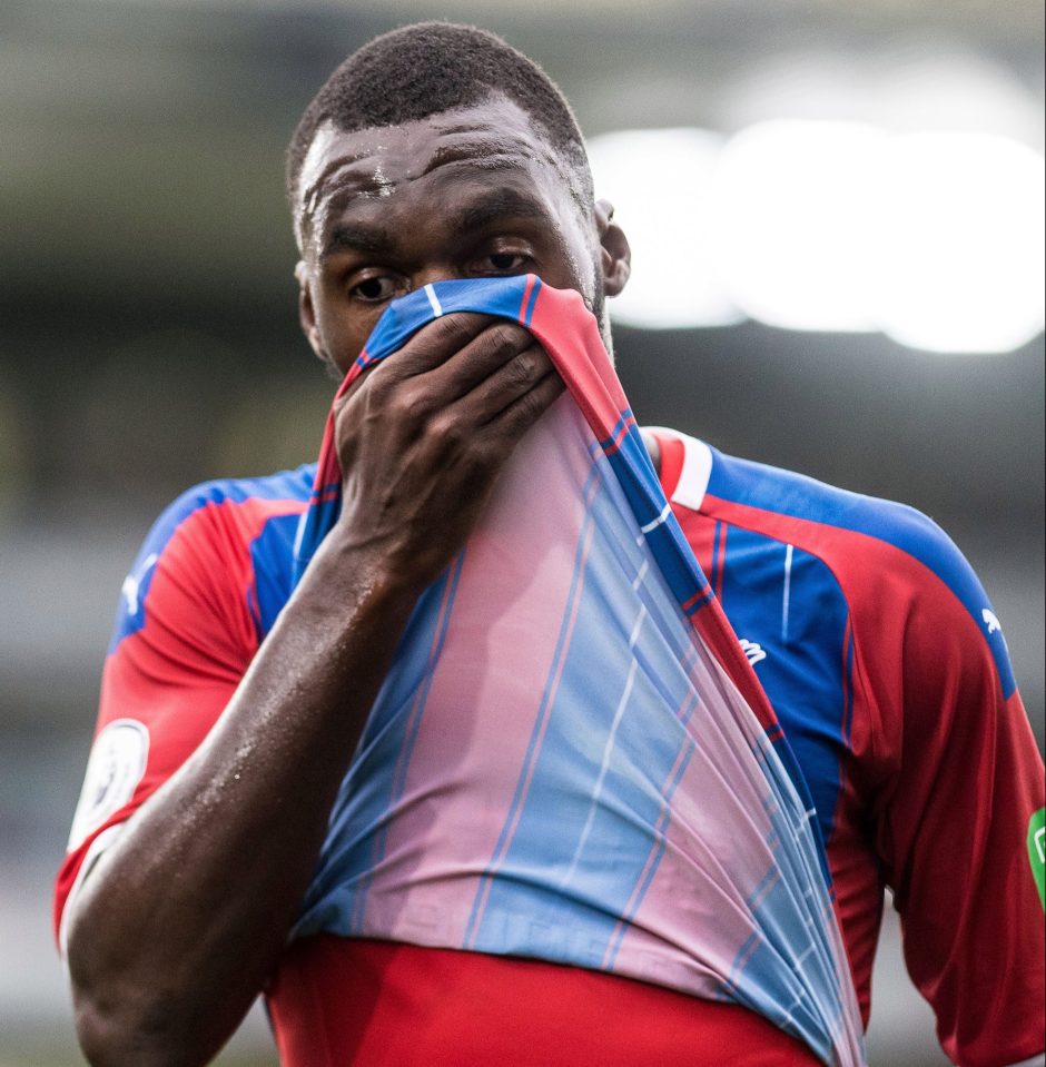  Christian Benteke reacts after his late horror miss proved costly for Crystal Palace