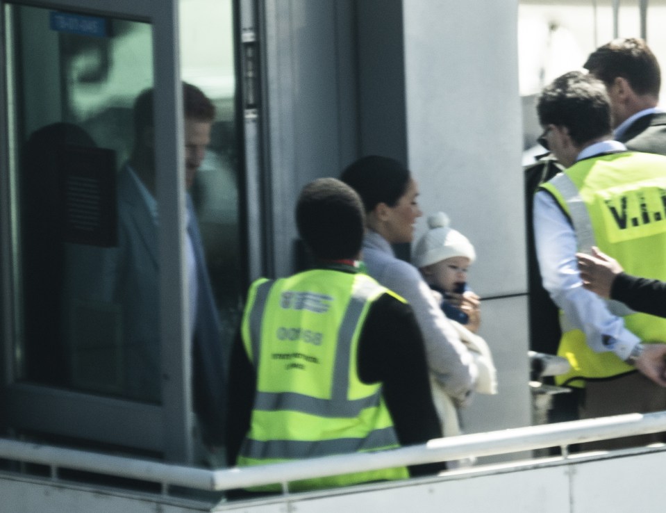  Here Archie pictured at the airport as he begins his first ever royal visit