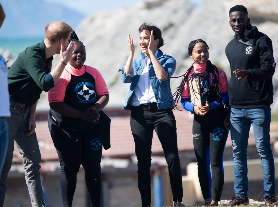  The couple participated in a circle promoting positive vibes