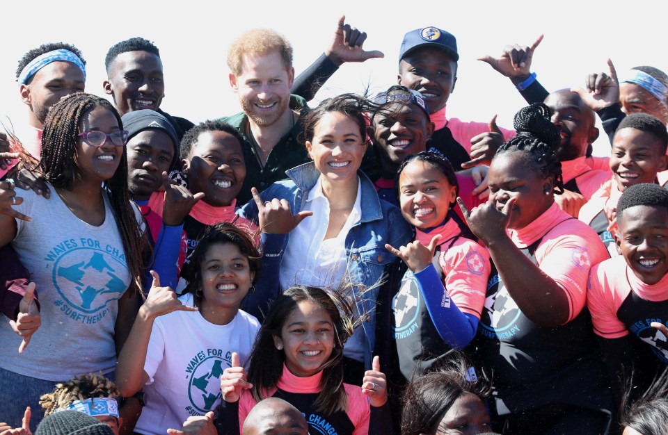  The Duke and Duchess of Sussex visited the Waves for Change programme which helps kids with their mental health through surfing