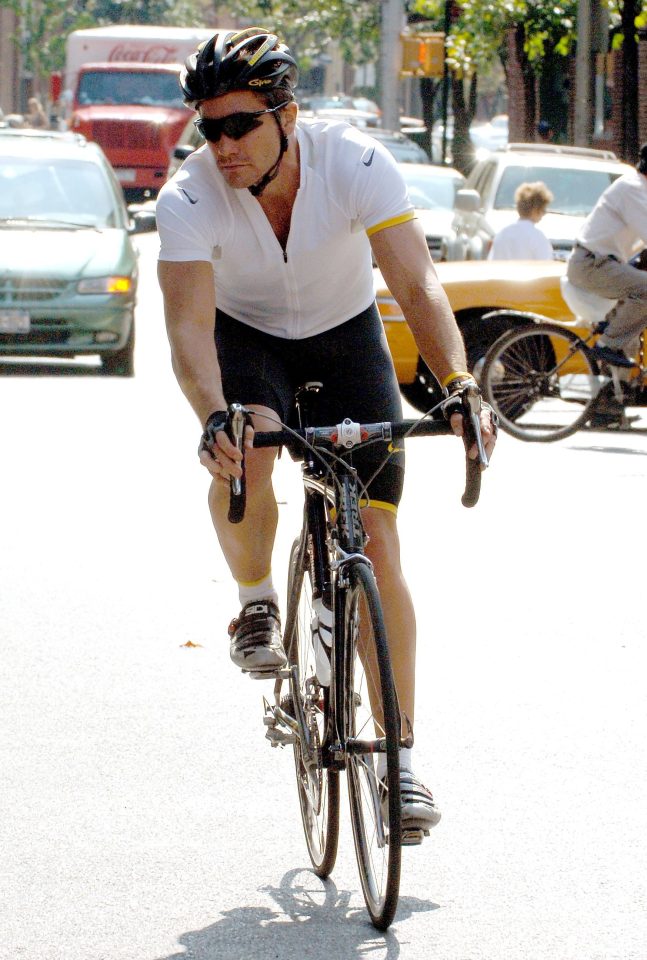  Actor Jake Gyllenhaal, pictured cycling in New York, enjoys going on long bike rides