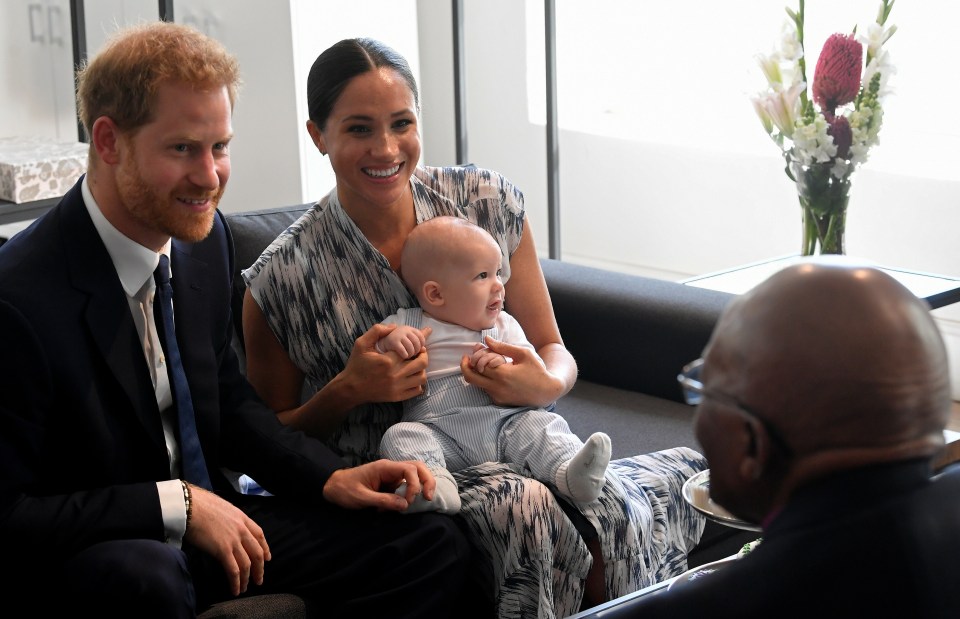  The four-month-old stole the show in an adorable blue romper