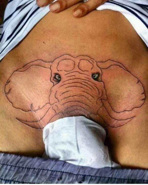  This naughty elephant tattoo leaves little to the imagination