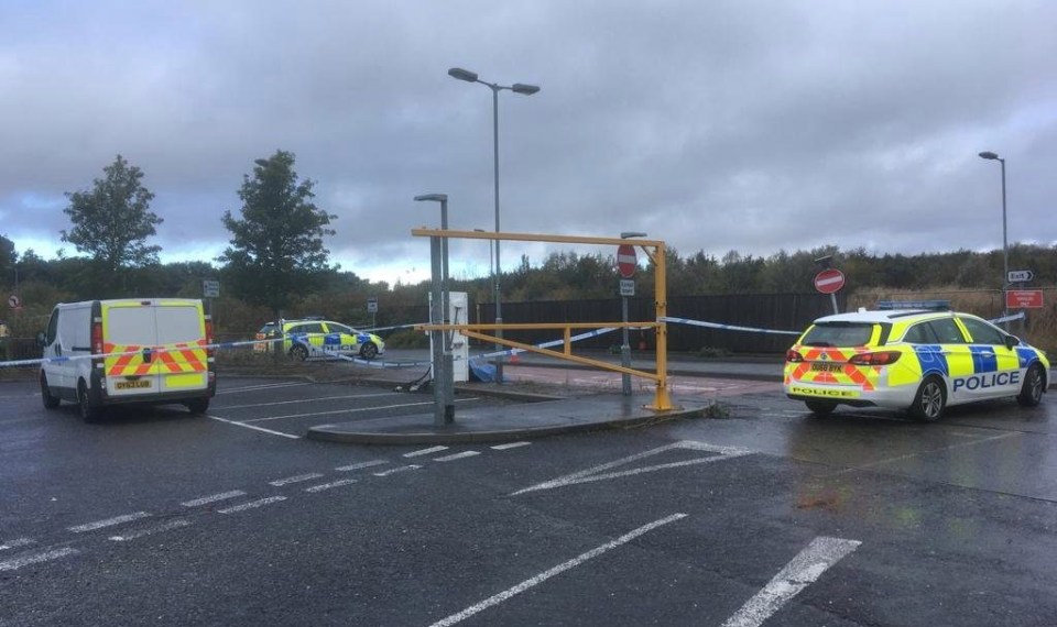 Police cordoned off the area the body was found at the Coachway in Milton Keynes