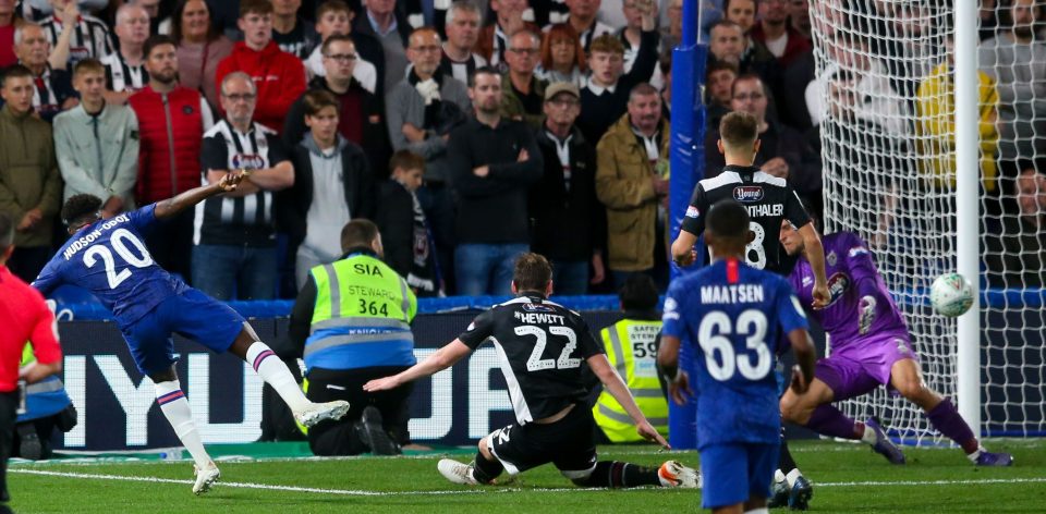  Callum Hudson-Odoi slides in the seventh as he steps up his return from injury