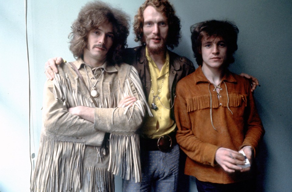 Cream: Eric Clapton, left, Baker, centre, Jack Bruce, right