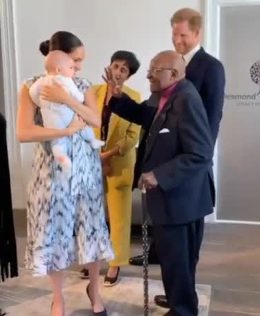  Meghan shows off baby Archie to Archbishop Tutu in a heartwarming video