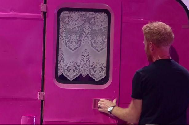  Vicki got stuck inside the caravan on the stage and had to be helped out