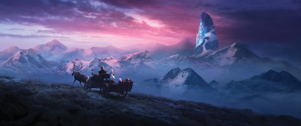  Kristoff steers Sven to the Enchanted Forest with Olaf, Anna and Elsa