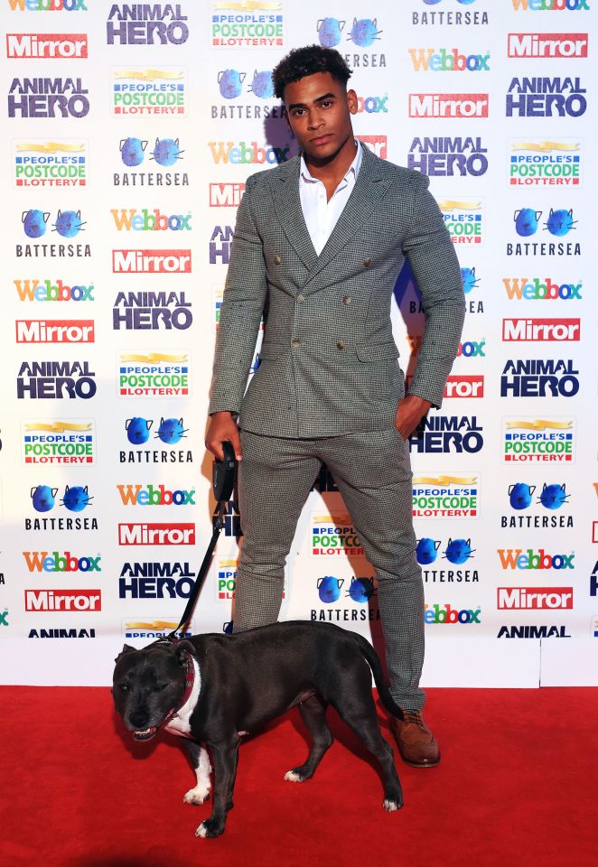  Jordan posed with a Staffie on the red carpet