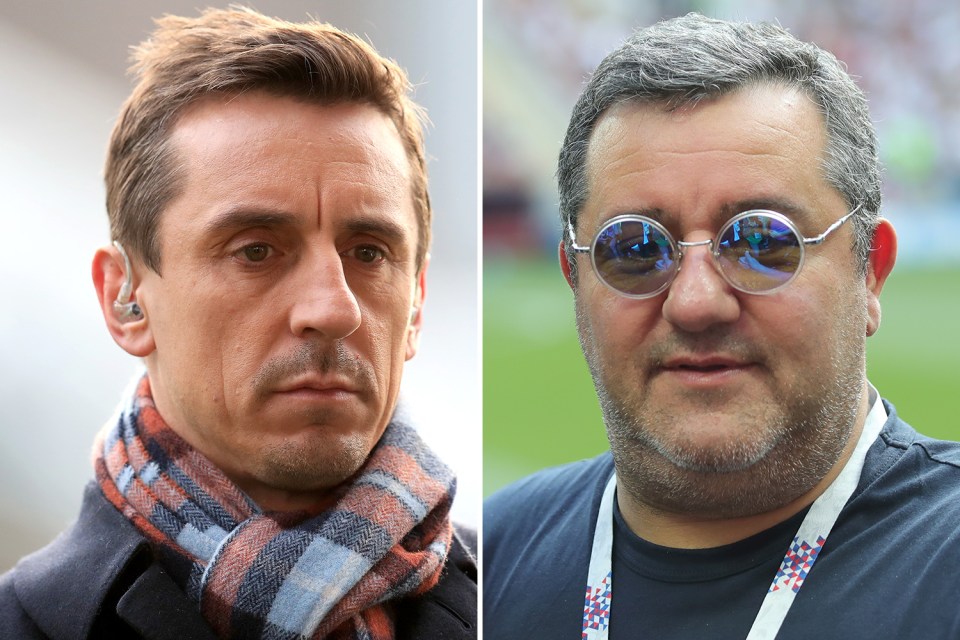  Man Utd legend Gary Neville has branded superagent Mino Raiola a 'disgrace' and demanded the club stop business with him