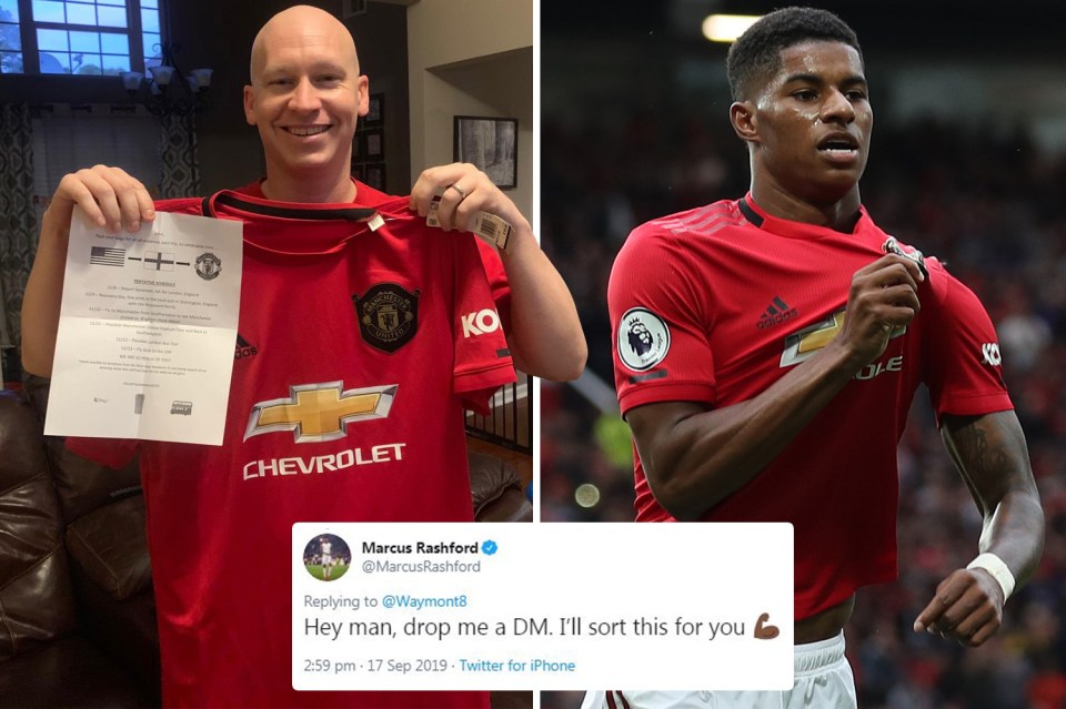  Marcus Rashford helped sort Manchester United tickets for an American fan who had beat cancer