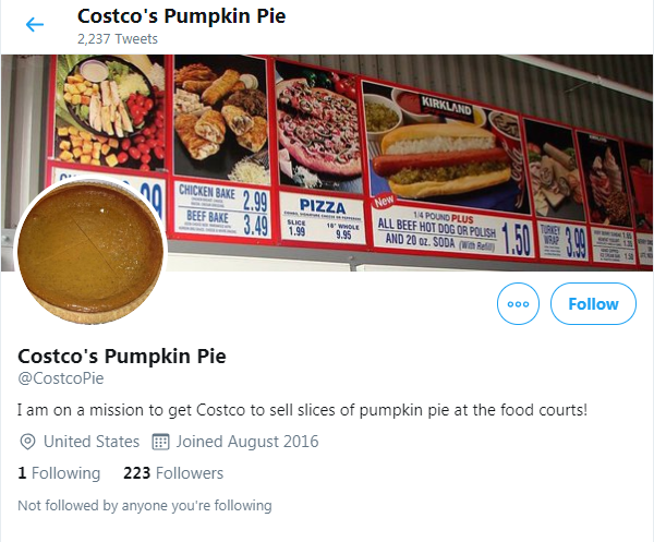  One pumpkin-lover is determined to get a slice of a pie from Costco food courts