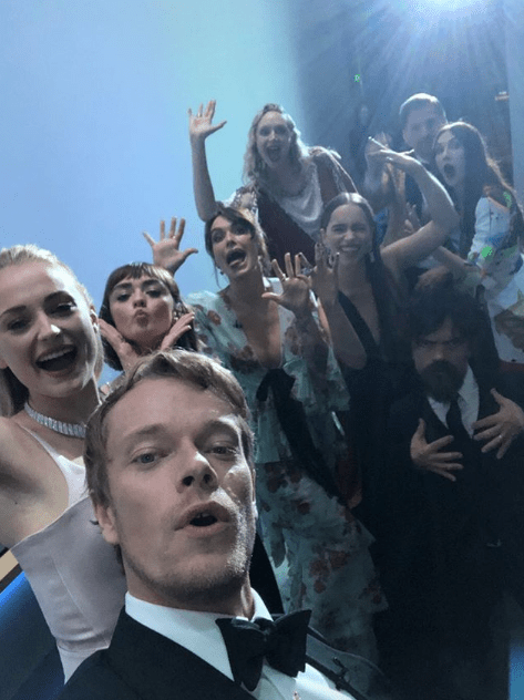  Game of Thrones stars including Sophie Turner, Maisie Williams and Emilia Clarke reunited for a group selfie at last night's Emmys