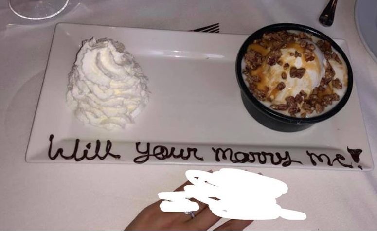 The restaurant has been accused of ruining the groom’s proposal with this glaring error