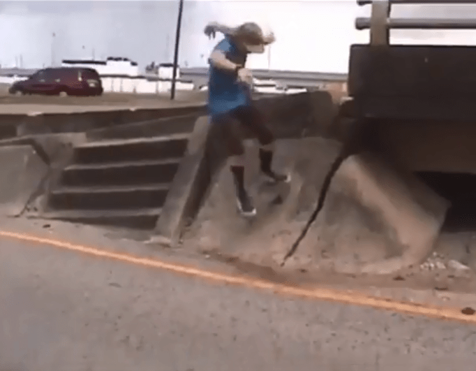  This is the shocking moment a skater flies in front of a car in the US