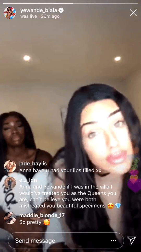  Yewande and Anna made the revelation during an Instagram livestream