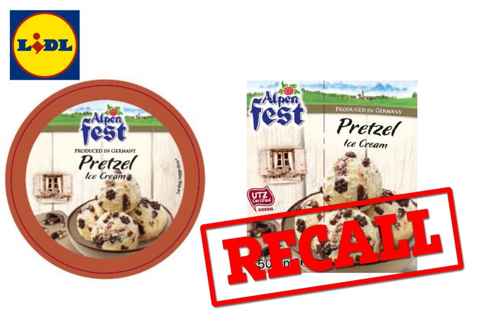  Customers with allergies who have bought the Alpenfest pretzel ice cream should return it Lidl for a full refund