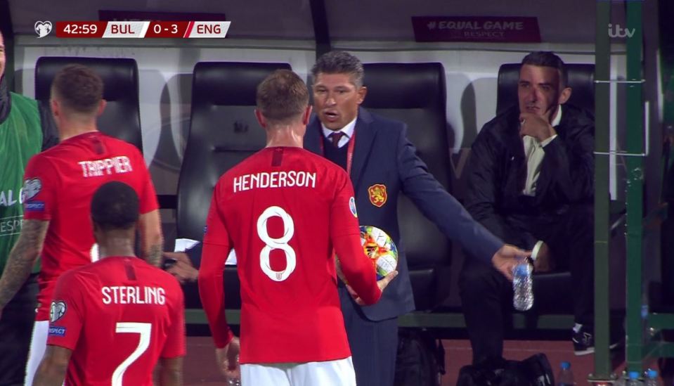  Jordan Henderson argued with the Bulgarian manager Krasimir Balakov, who claimed he didn't hear the chants