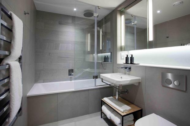 Each apartment has a plush modern bathroom