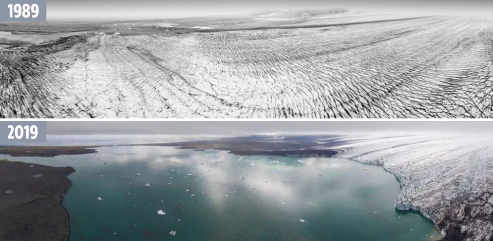  These images show melting at the Breiðamerkurjökull glacier