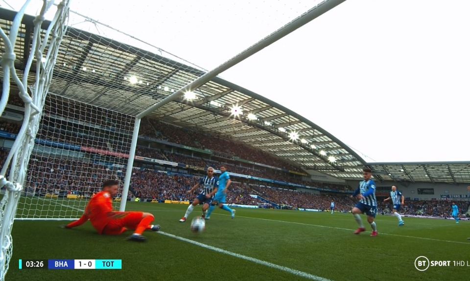  Lloris falls onto his left arm after spilling an early cross to gift Brighton the lead