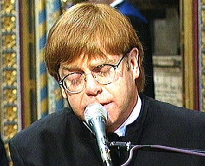  The singer performing Candle In The Wind at Diana's funeral. Elton has revealed he has not listened to the song since that day