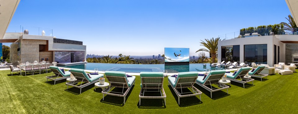  The 85ft infinity pool comes with spectacular views over LA and a retractable movie screen