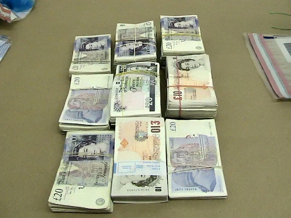  Images of cash seized from Hoger's vehicle