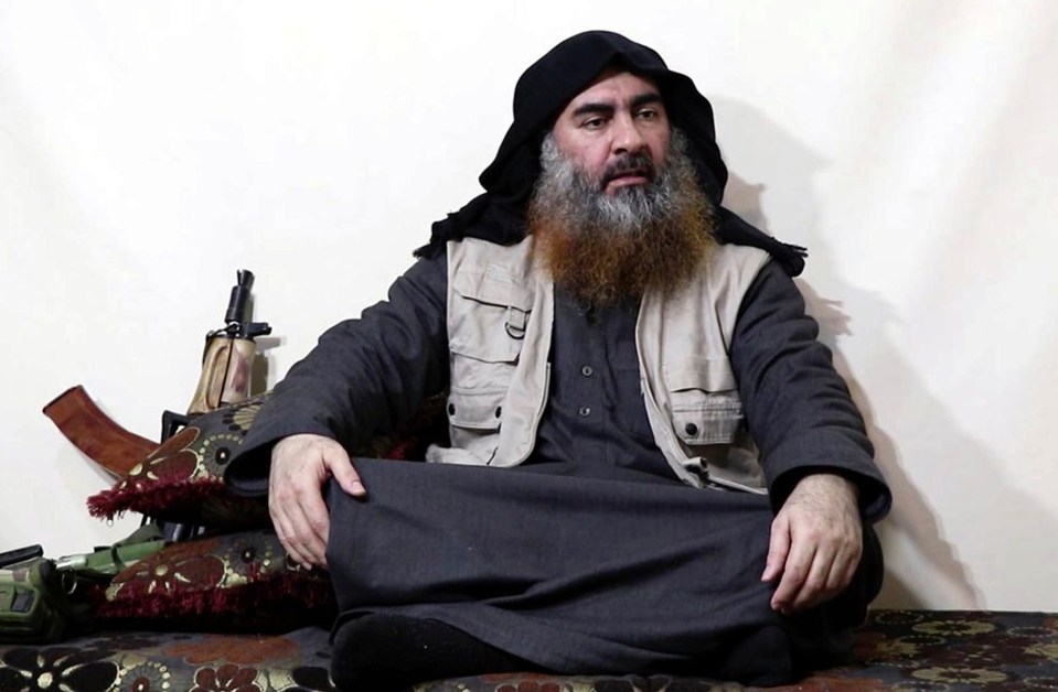 Al-Baghdadi at a secret location in an ISIS propaganda video earlier this year