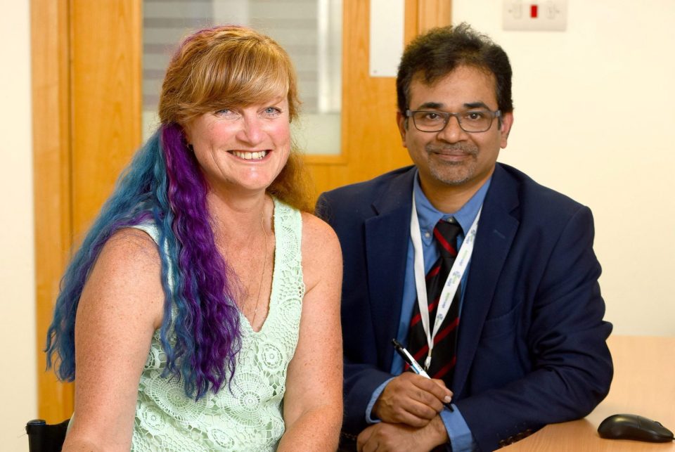  Mr Vajramani performed a world first procedure last December, fitting Alison with an electrical implant combined with a spinal cord stimulator to block pain messages