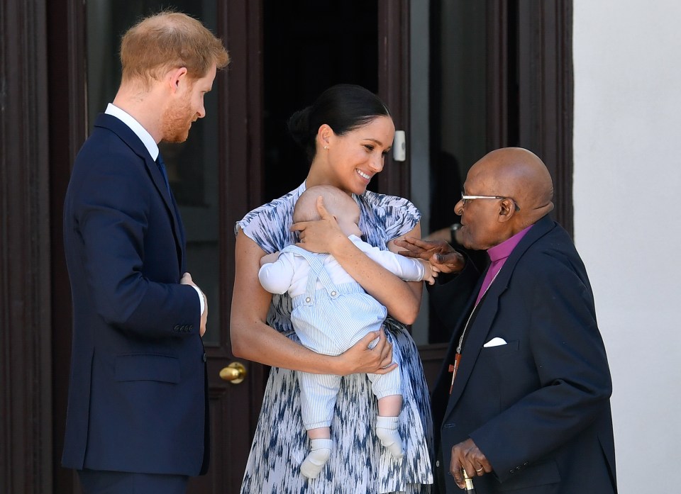  Four-month-old Archie met Archbishop Desmond Tutu during the tour