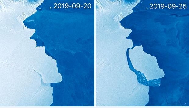  Scientists think the iceberg broke off due to a natural process