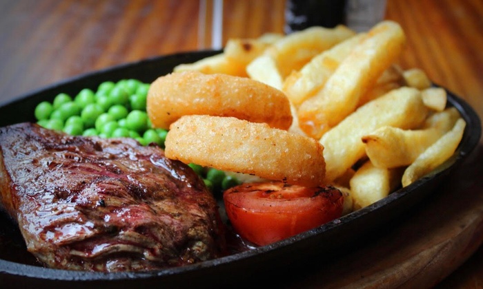  Sirloin steak with chips and onion rings at Harvester is 666 calories