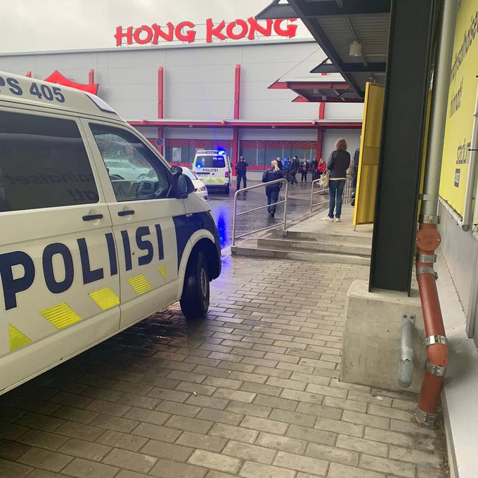  Police outside the shopping centre where the knife rampage college is located