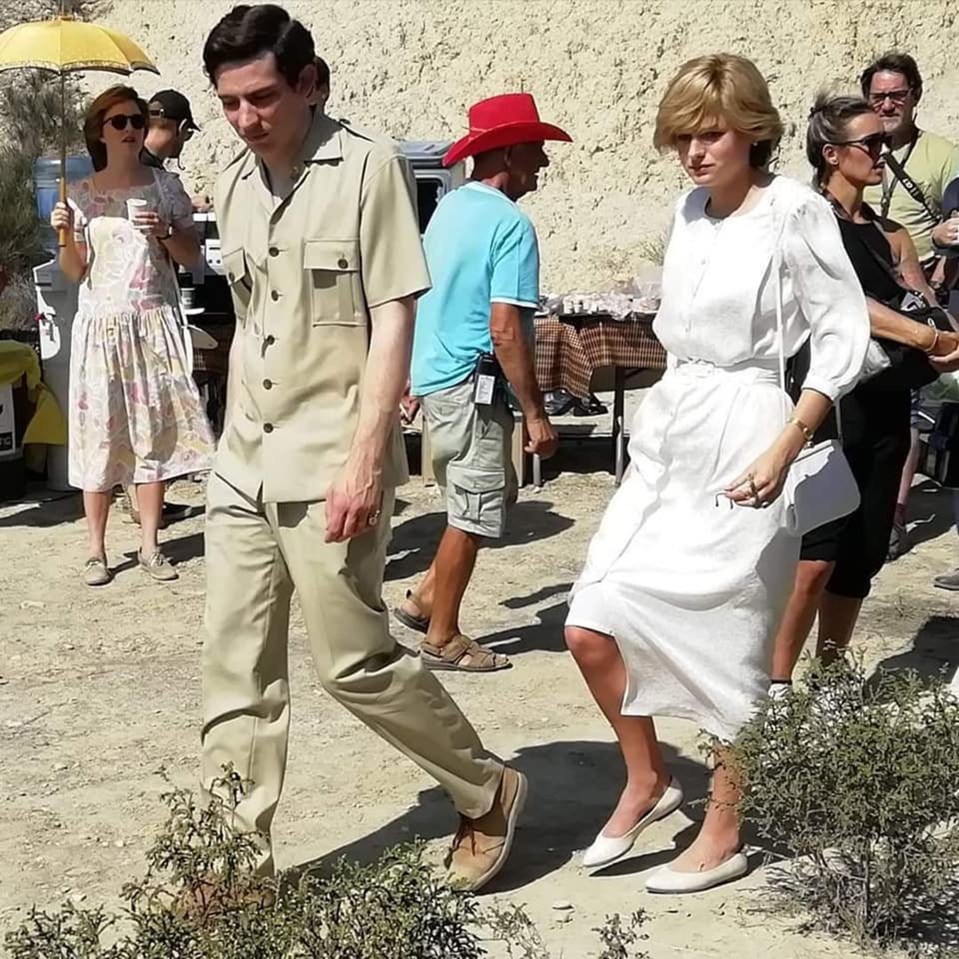  Josh O'Connor, as Prince Charles, and Emma Corrin, as Princess Diana, filming The Crown season four in Spain this month