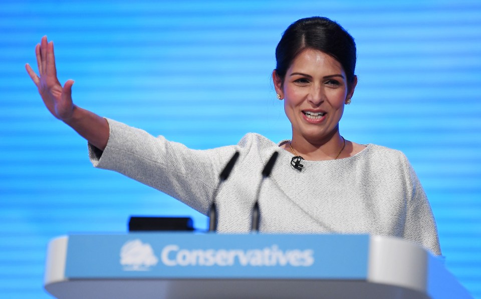  Priti Patel indicated the government would crack down on criminals in her speech at the Conservative Party conference