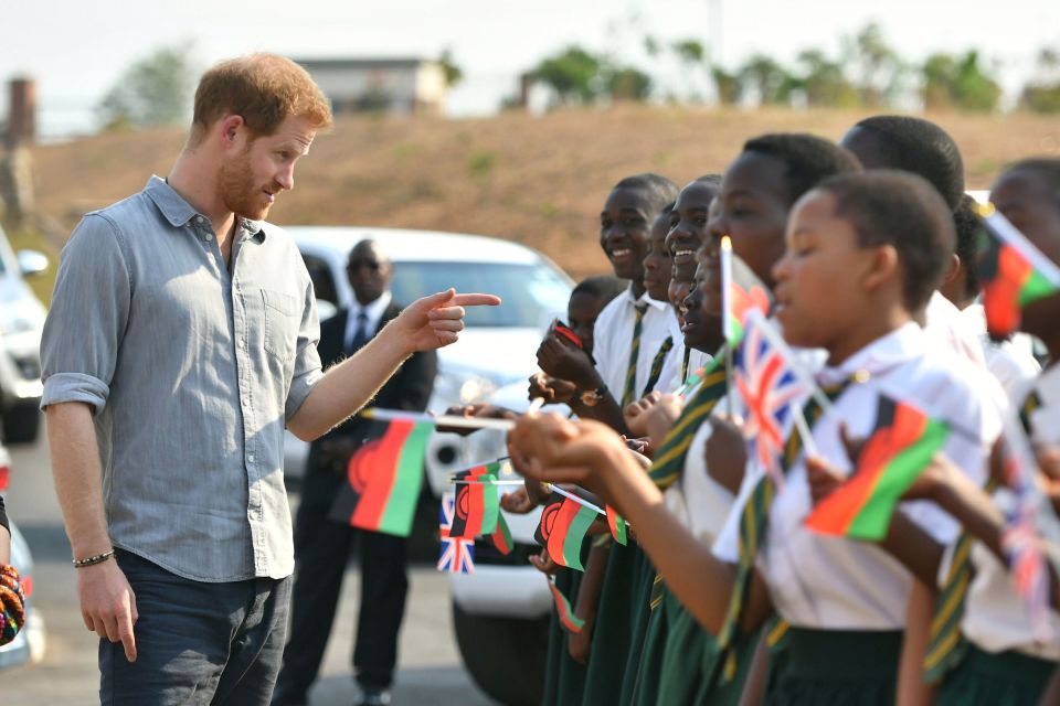  Prince Harry in Malawi last month - it's thought he started looking for an African home for his family during his tour of the continent in September