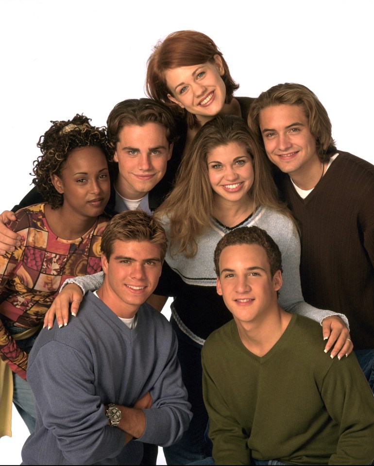 Maitland, top centre, played Rachel in the Disney Channel sitcom Boy Meets World