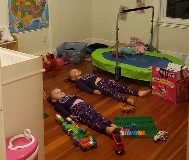  She told her kids they need to lie still to charge their glow-in-the-dark pyjamas