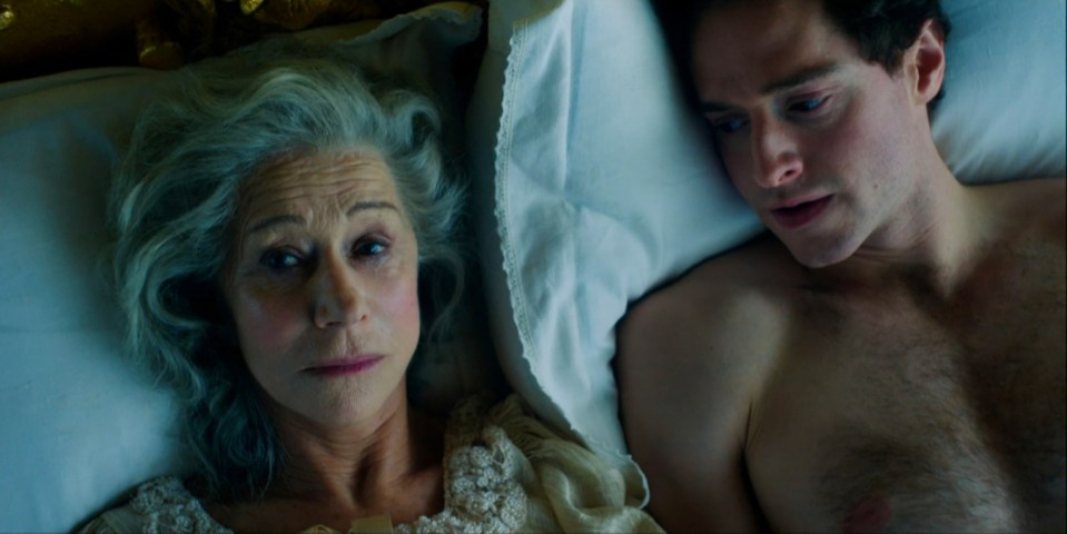  Catherine is seen in bed with her naked younger lover Alexander in this scene