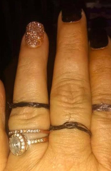  The bride-to-be shared both rings she'd created from their hair