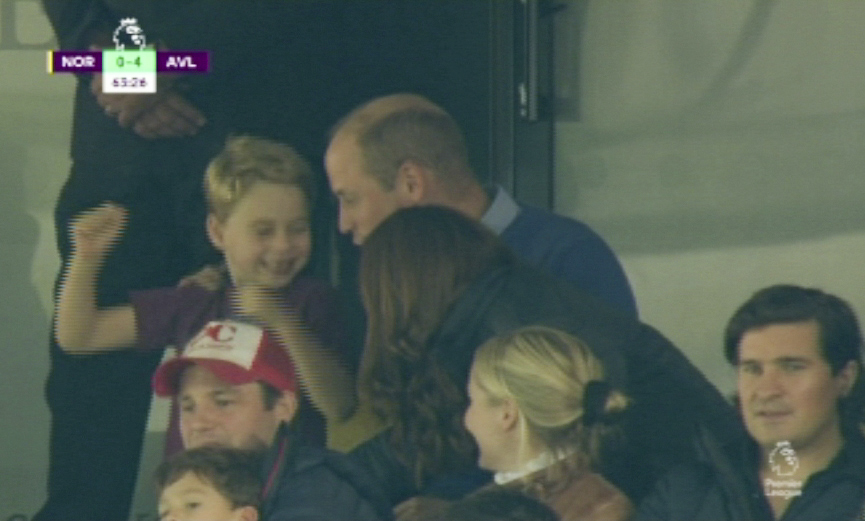  Prince William could be seen telling Prince George to calm down during the Aston Villa vs Norwich match on Saturday