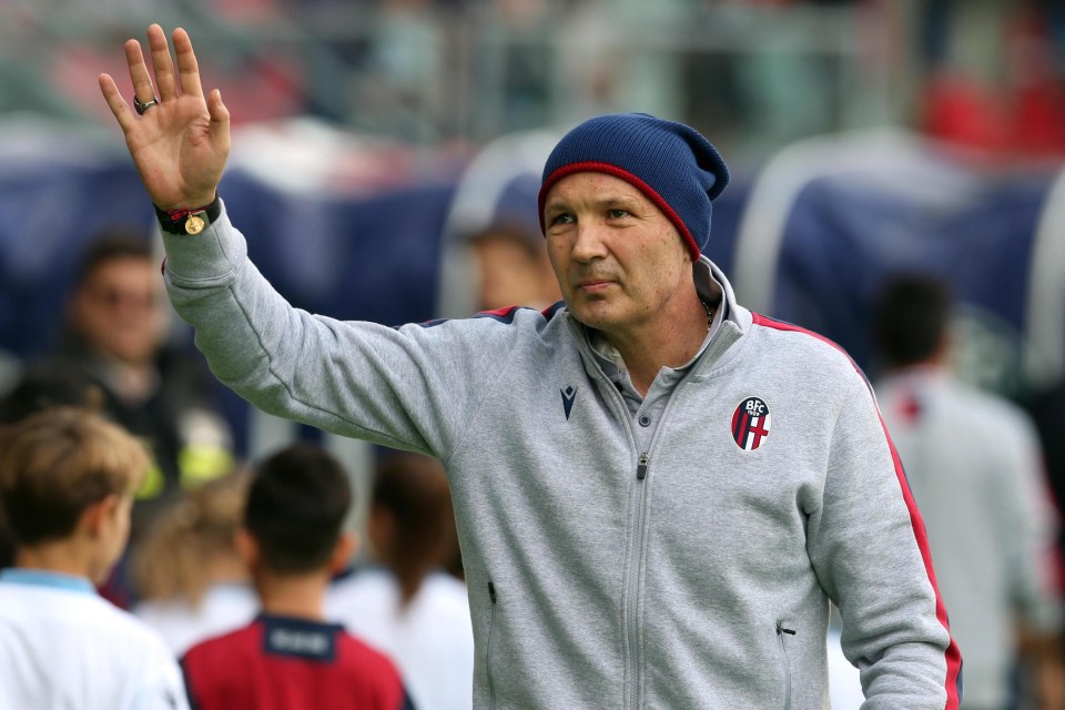 Mihajlovic wore a facemask to the stadium but took it off to greet fans