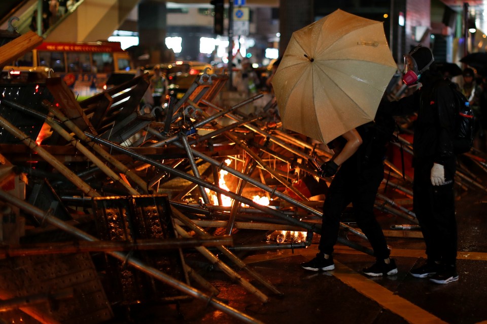  Protesters built barricades and set them on fire yesterday