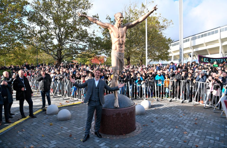  Zlatan Ibrahimovic was for once overshadowed - albeit by a statue himself - as the 8ft 9in tribute was revealed in Malmo