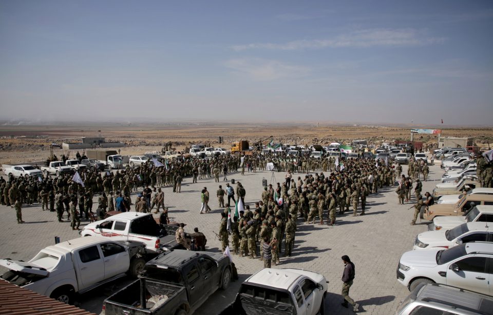  Syrian National Army forces are dispatched to Manbij front line ahead of Turkey's planned operation in the east of the Euphrates