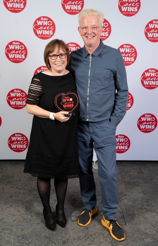  Chris Evans presented the Best Nurse award to Liz Monaghan of the Florence Nightingale Hospice in Aylesbury, Bucks